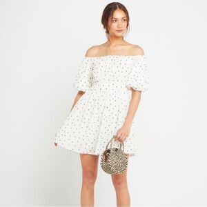 OPT Anthropology brand Valentina cream dress with black polka dots NWT size XS